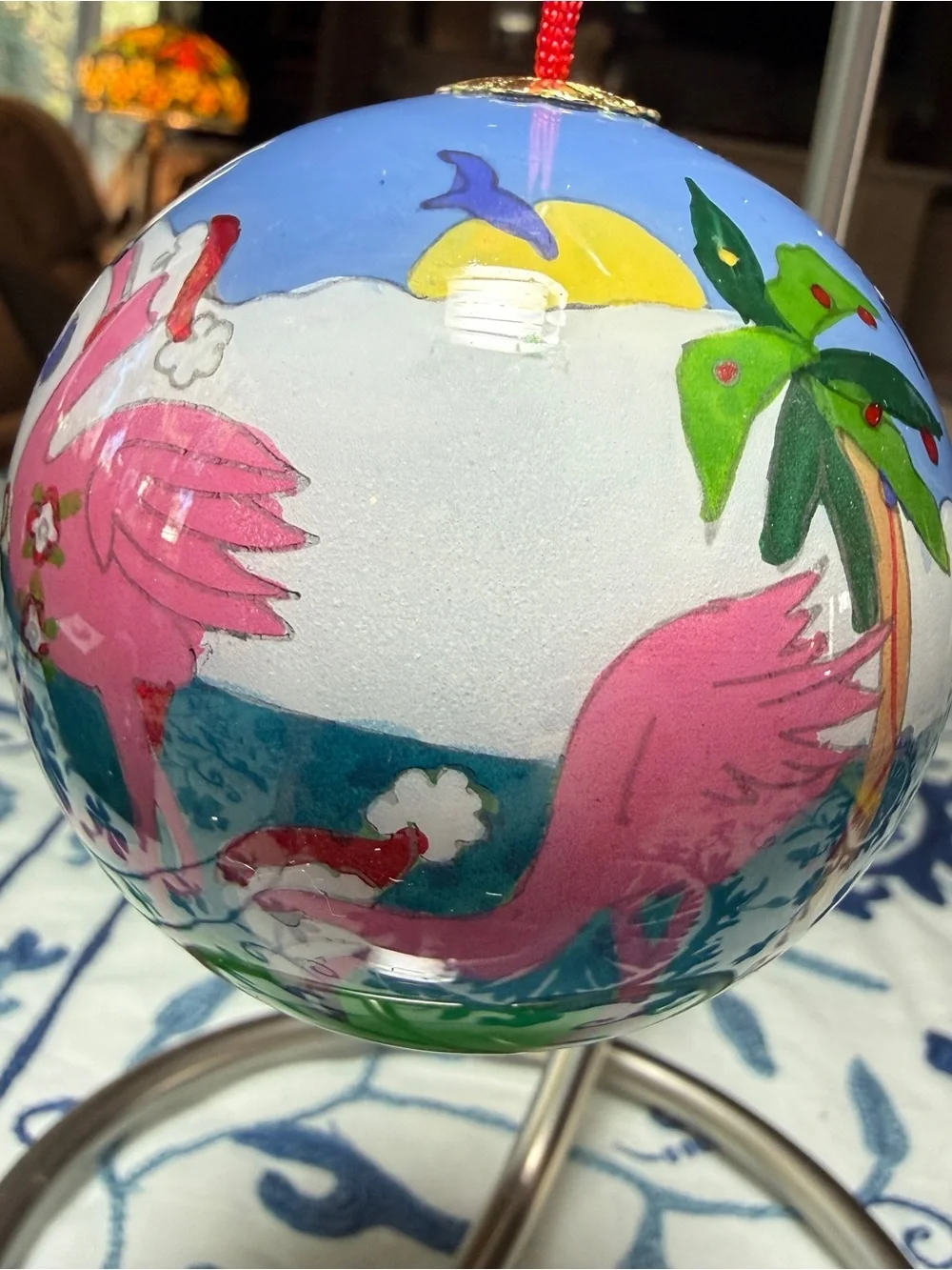 Christmas Ornament PINK FLAMINGO Vacation TOURIST Florida Handpainted Brighton